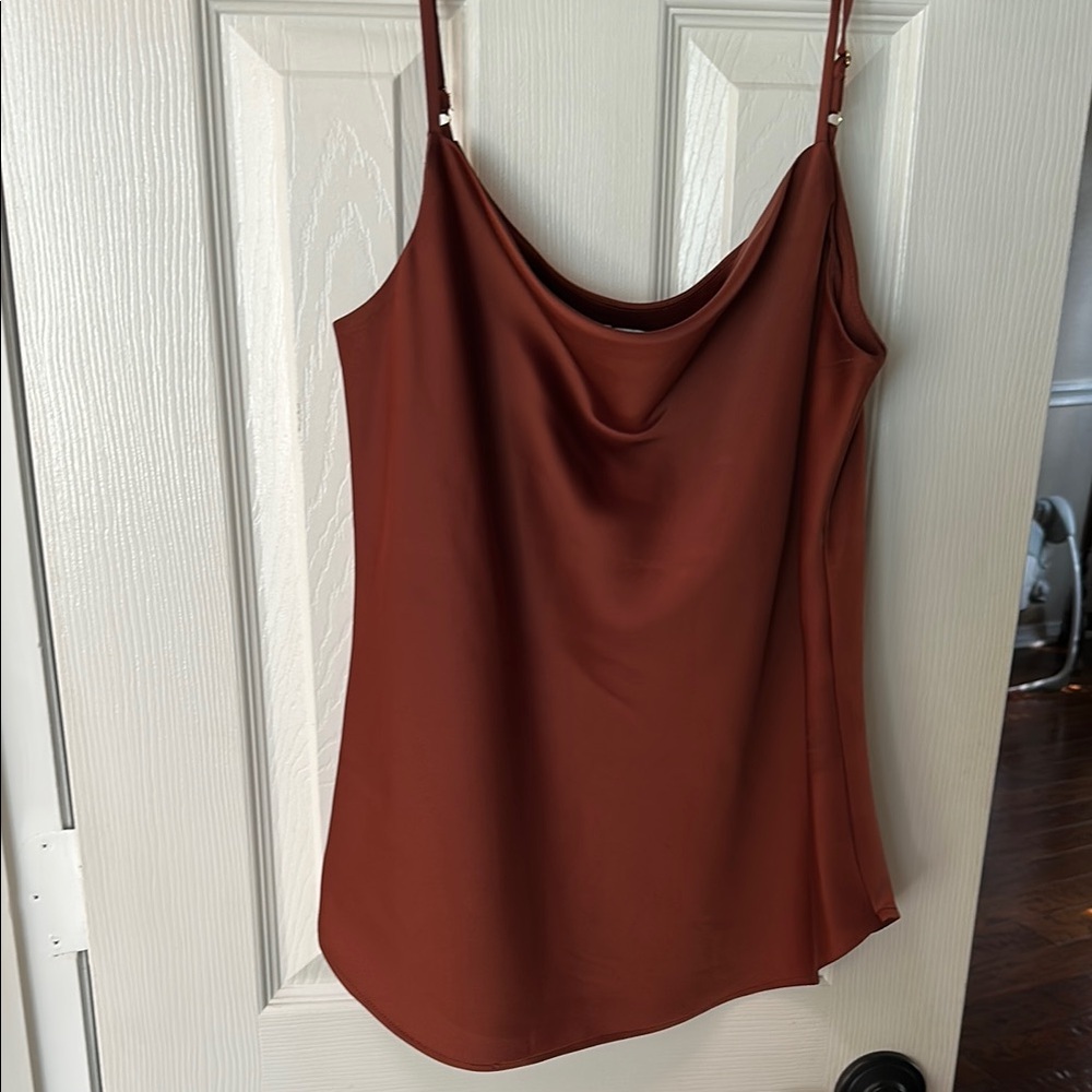 Bar III Brown and Orange Asymmetrical Camisole Top